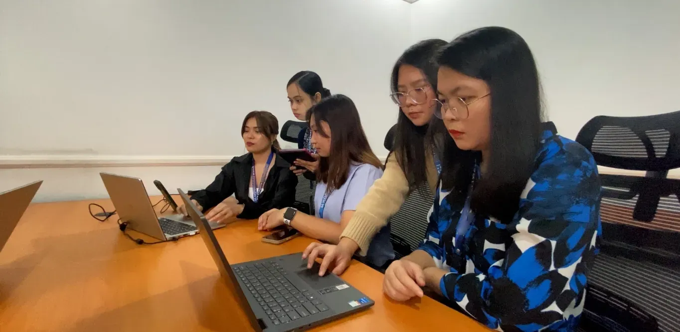 Team Collaboration Facing on the laptop at the Office