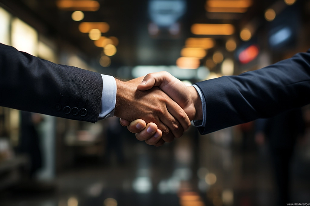 close up of a man shaking hands with another man