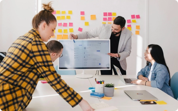 A team having a meeting